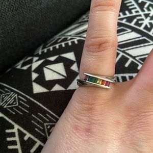 Size 5 sterling silver and rainbow  ring